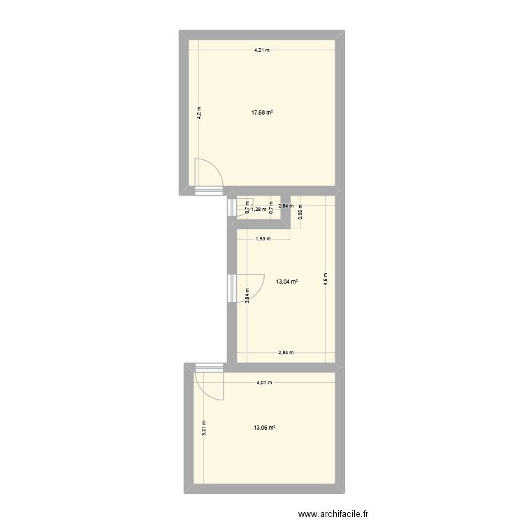 choco 2. Plan de 3 pièces et 44 m2