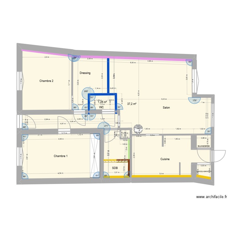 Last Plan VF. Plan de 15 pièces et 107 m2