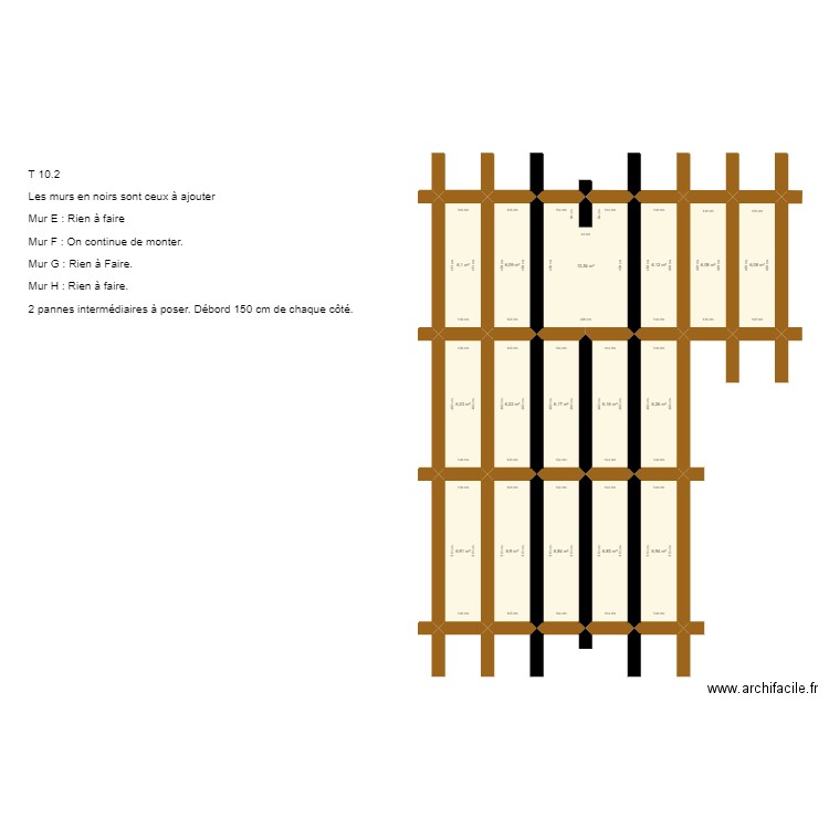 Plan T 10.2. Plan de 16 pièces et 109 m2