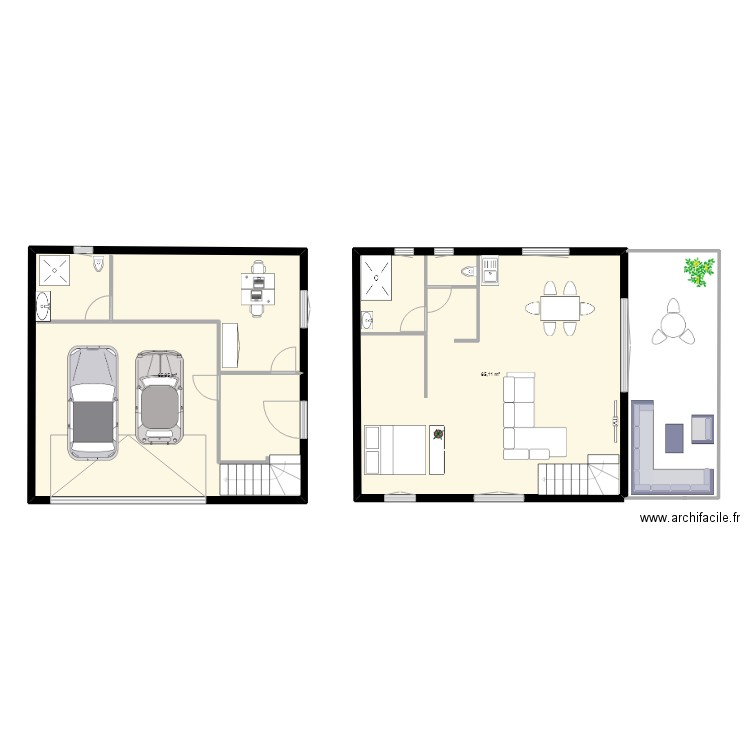 PLAN PROJET TERRASSE/PLOTS. Plan de 2 pièces et 131 m2