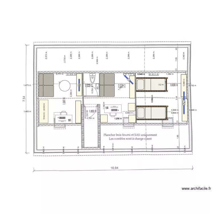 Plan étage suivant permis. Plan de Plan étage suivant permis. Plan de
