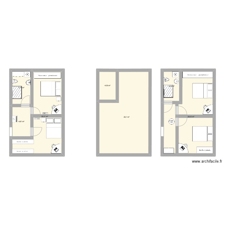 Plan combles 2. Plan de 7 pièces et 99 m2