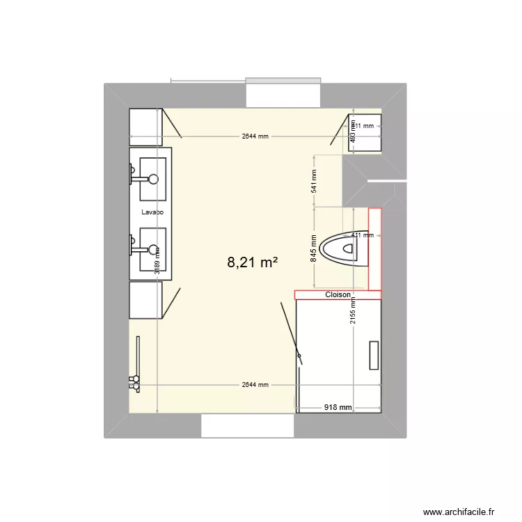 Projet Ceuppens. Plan de 1  et 8 m²