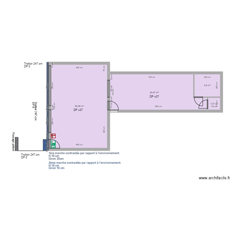 TIGER MARKET AVANT TRAVAUX. Plan de 4 pièces et 67 m2