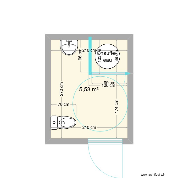 WC HANDICAPE NCM SANS DOUCHE. Plan de 0 pièce et 0 m2