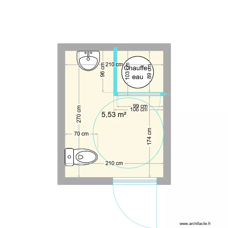 WC HANDICAPE NCM SANS DOUCHE. Plan de 