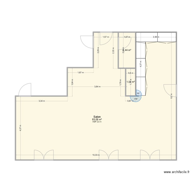 DUMONT. Plan de 3 pièces et 67 m2