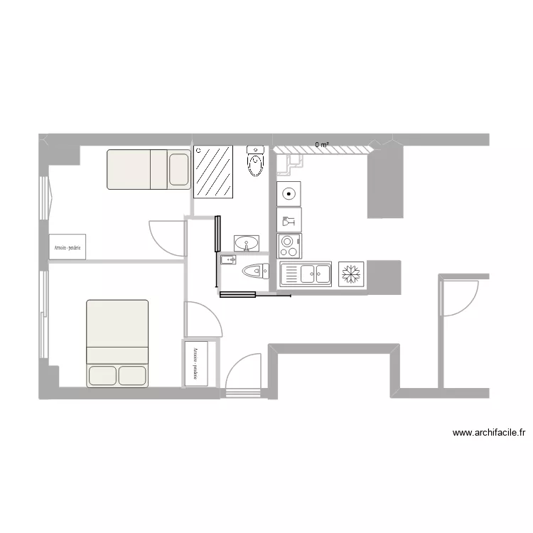 Courette1.2. Plan de 1 Pièce