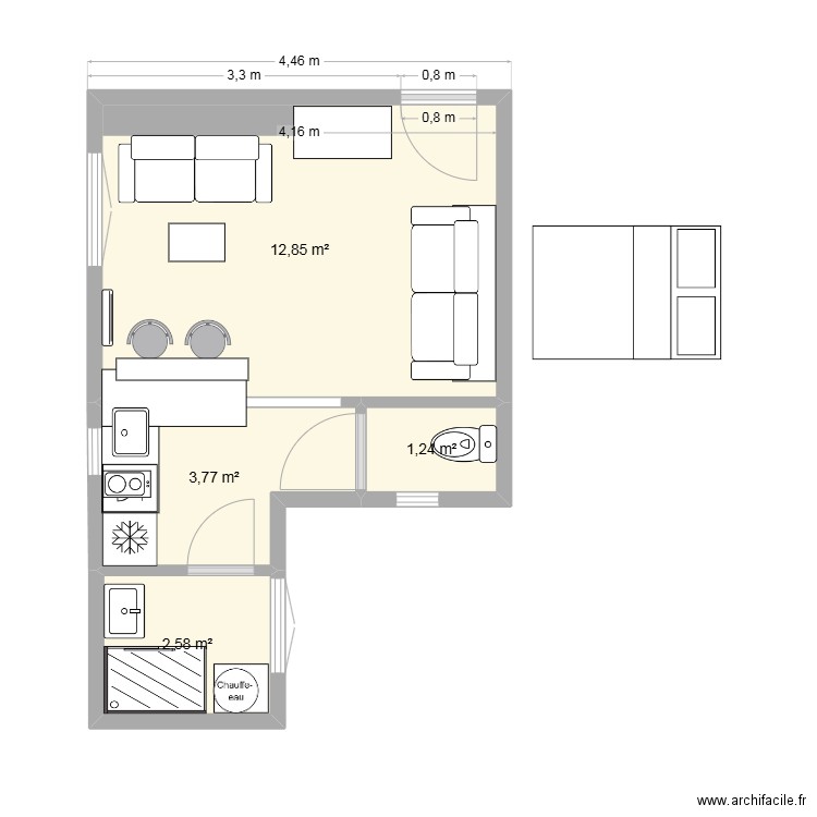 98 versailles_V3. Plan de 4 pièces et 21 m2