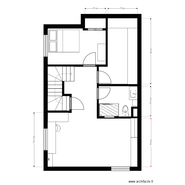 houle vide. Plan de 0 pièce et 0 m2
