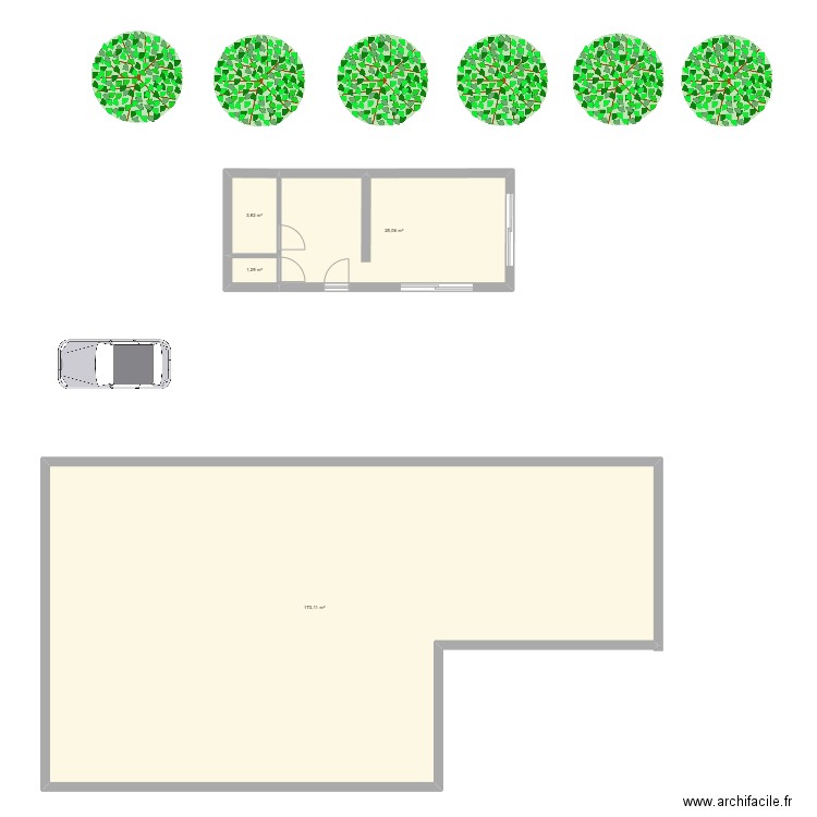 cabane. Plan de 4 pièces et 203 m2