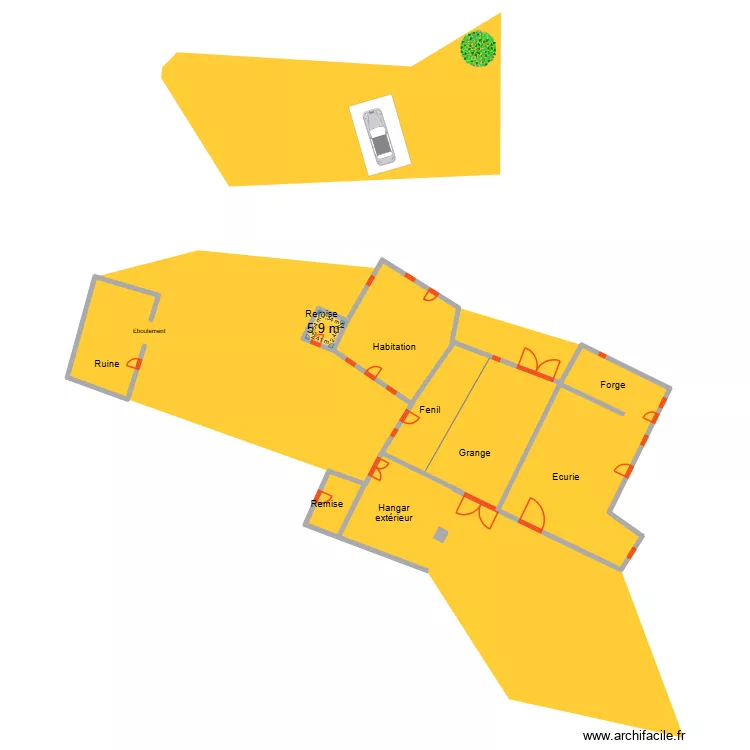 Plan de masse 1. Plan de 1 pièce et 6 m²