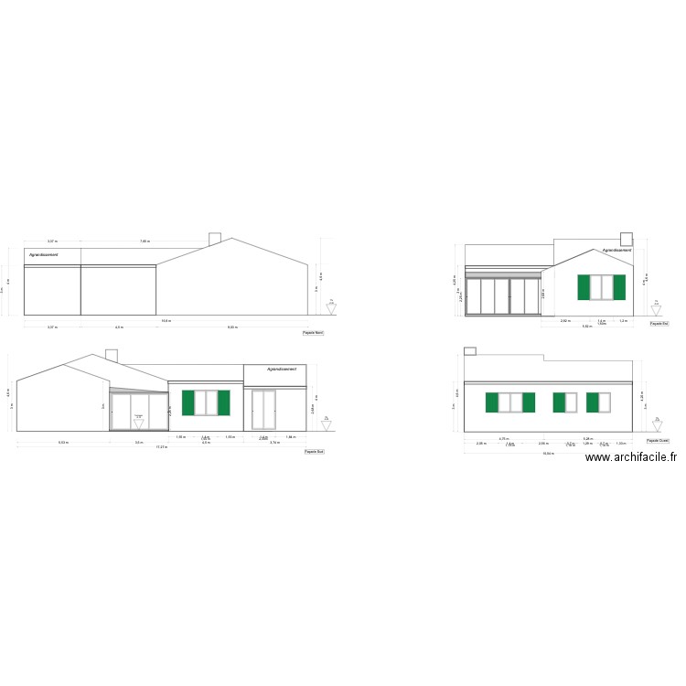 Plan Façades avec projet. Plan de 0 pièce et 0 m2