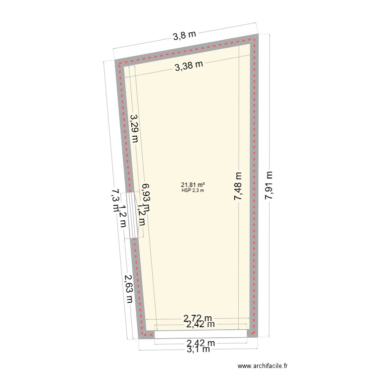 garrage tdc 6. Plan de 1 pièce et 22 m2