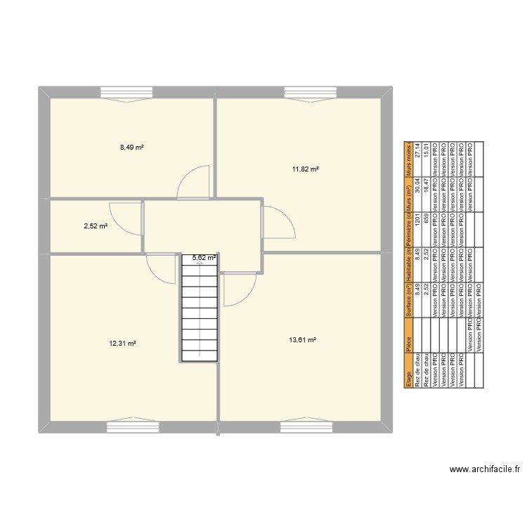 plan étage Grevaz. Plan de 6 pièces et 54 m2