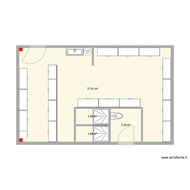 Vestiaire B11B apr&egrave;s modif. Plan de 0 pièce et 0 m2