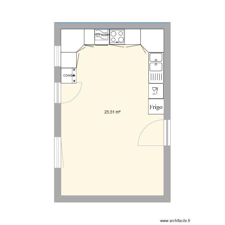 CUISINE DEUX. Plan de 1 pièce et 26 m2