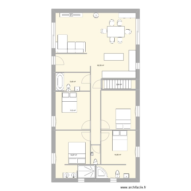 maison. Plan de 6 pièces et 112 m2