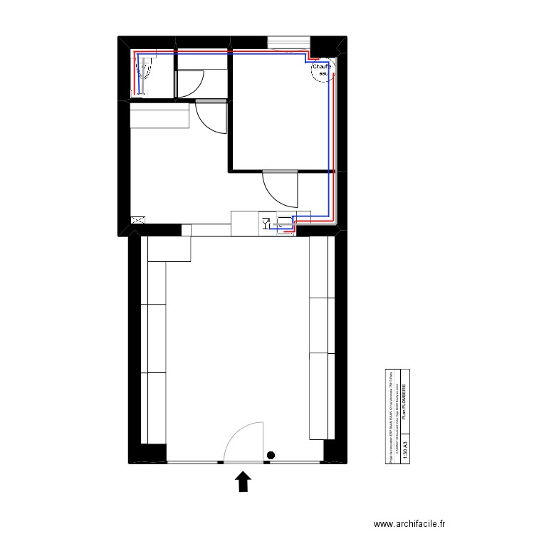 BAAN ISSAN PLOMBERIE. Plan de 5 pièces et 44 m2