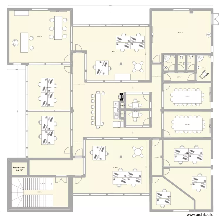 BUREAUX ANCONE div nord. Plan de 25  et 565 m²