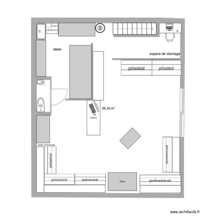 &eacute;tage amenager 1. Plan de 1 pièce et 58 m²