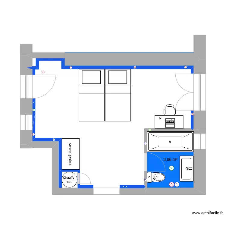 Chambre Rez de Chauss&eacute;e. Plan de 