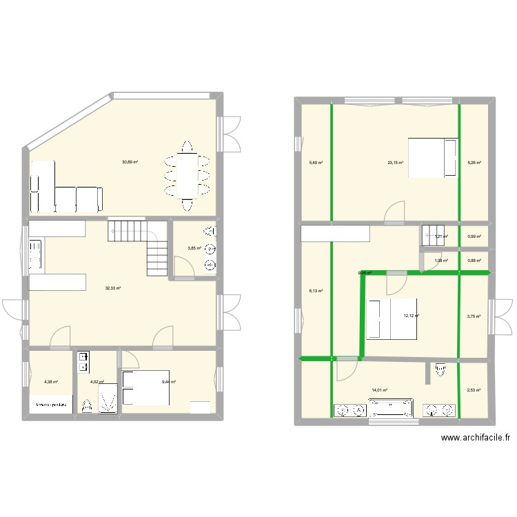 Normandie. Plan de 19 pièces et 171 m2