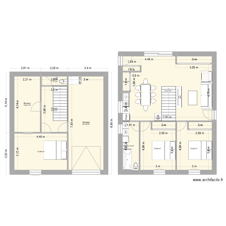 iledabgrand. Plan de 14 pièces et 129 m2