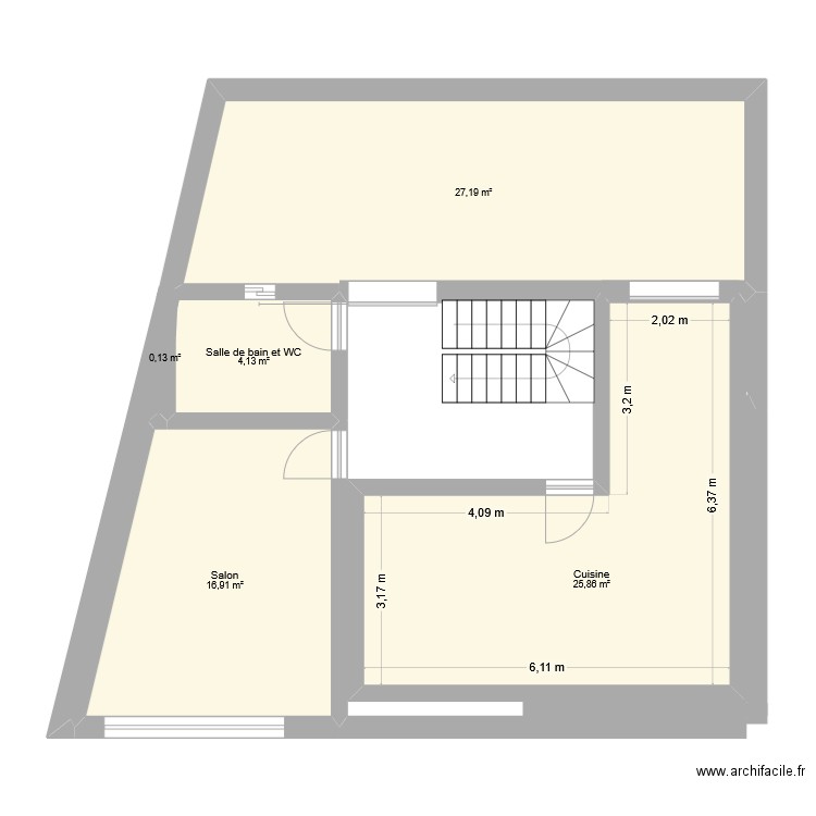 Sous-sol. Plan de 5 pièces et 75 m2