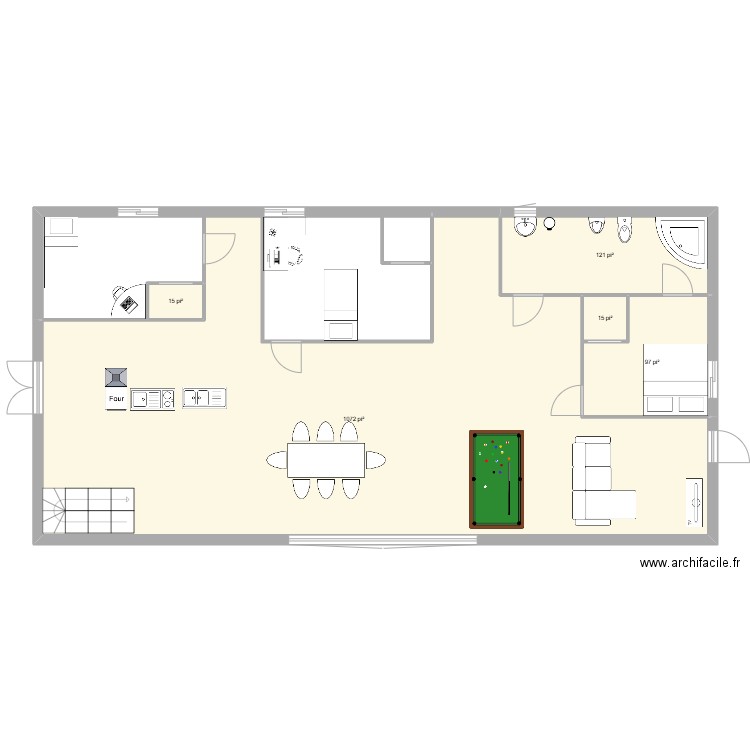 maison nulle. Plan de 5 pièces et 123 m2