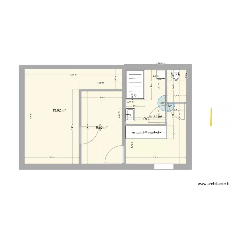 extension 1. Plan de 3  et 31 m²