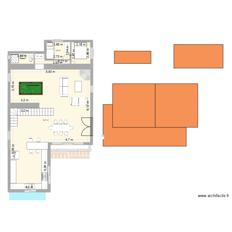Maison Finca Ermita. Plan de 6 pièces et 116 m2