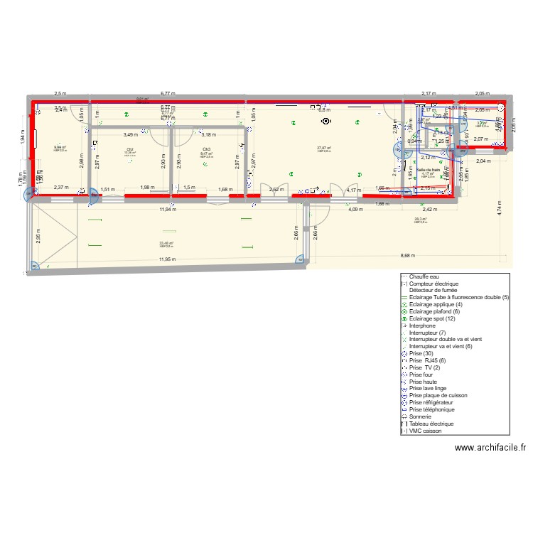 LIv Gar elec. Plan de 11 pièces et 137 m2
