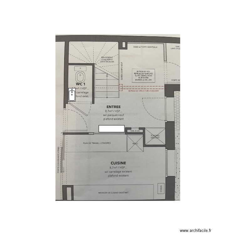 Entrée cuisine. Plan de 0 pièce et 0 m2