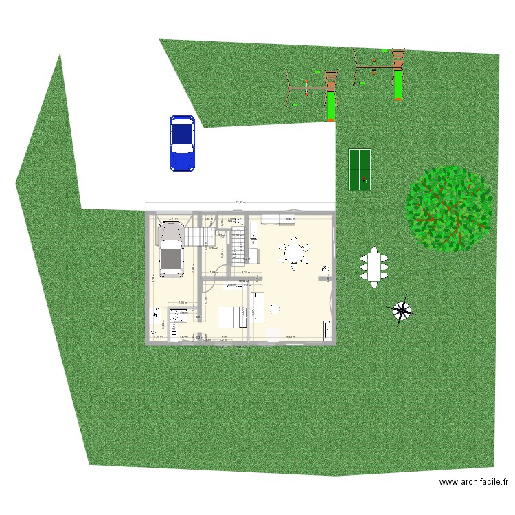rdc actuel2. Plan de 3 pièces et 94 m2
