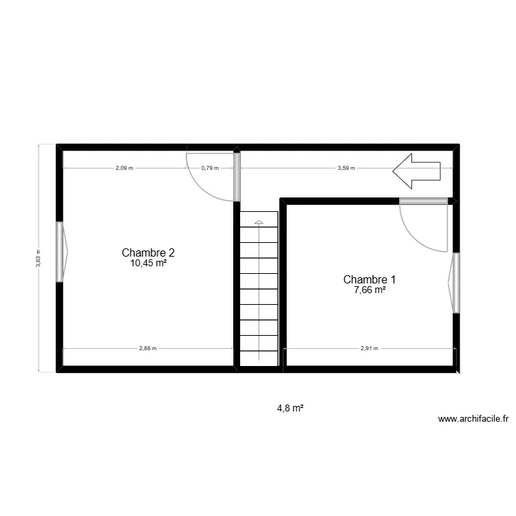 R+2 EDKHISSI EX. Plan de 3  et 23 m²