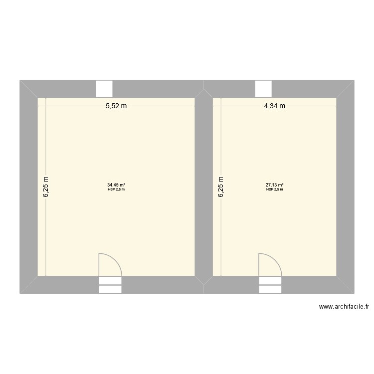 2025/09/19 plan bergerie. Plan de 2 pièces et 62 m2