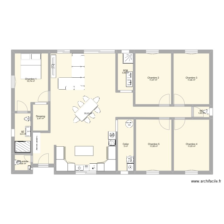 Plan 2. Plan de 12 pièces et 128 m2