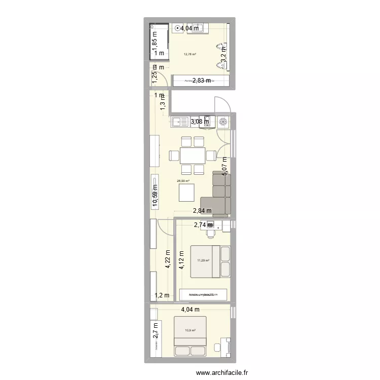 Etage bollene piece V4 Meuble V3. Plan de 4 Pièces et 62 m² Etage bollene piece V4 Meuble V3. Plan de 4 Pièces et 62 m²
