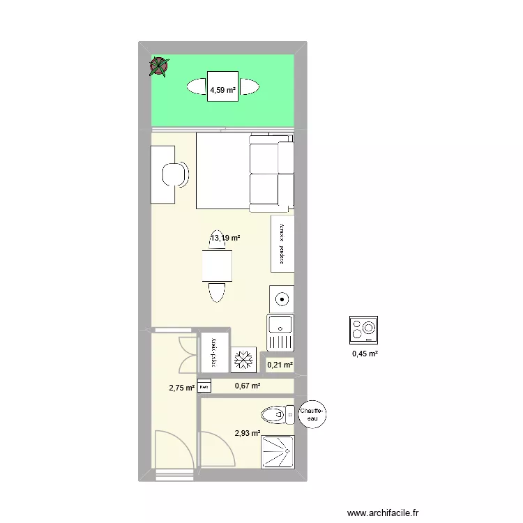 impasse 8. Plan de 7  et 25 m²