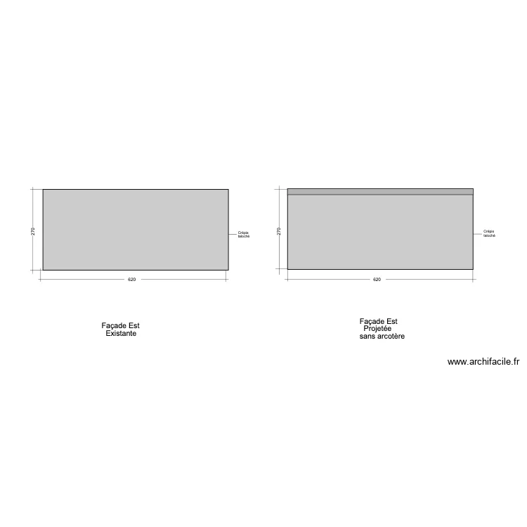 Fa&ccedil;ade Est / Garage. Plan de 