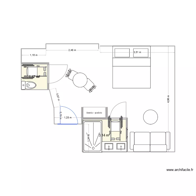 MESURE CHAMBRE FAURE LUSSAS VIERGE OK 22223. Plan de 