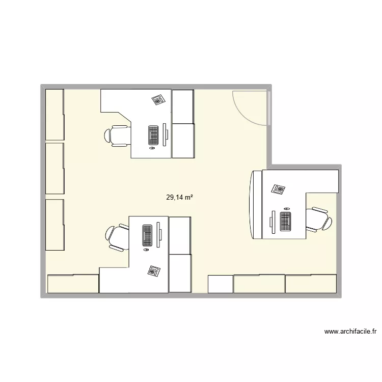 plan bureau nathalie 4 eme baudin. Plan de 1  et 29 m²