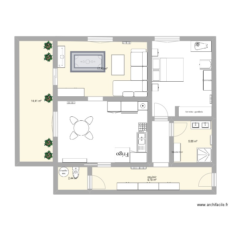 APPART 2. Plan de 5 pièces et 50 m2