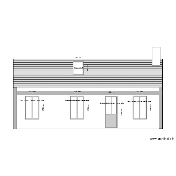 facade avant dimension avant travaux. Plan de 0 pièce et 0 m2