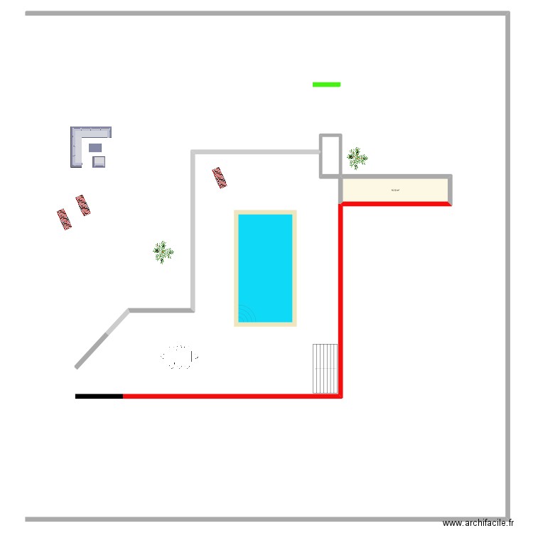 exterieur. Plan de 2 pièces et 24 m2