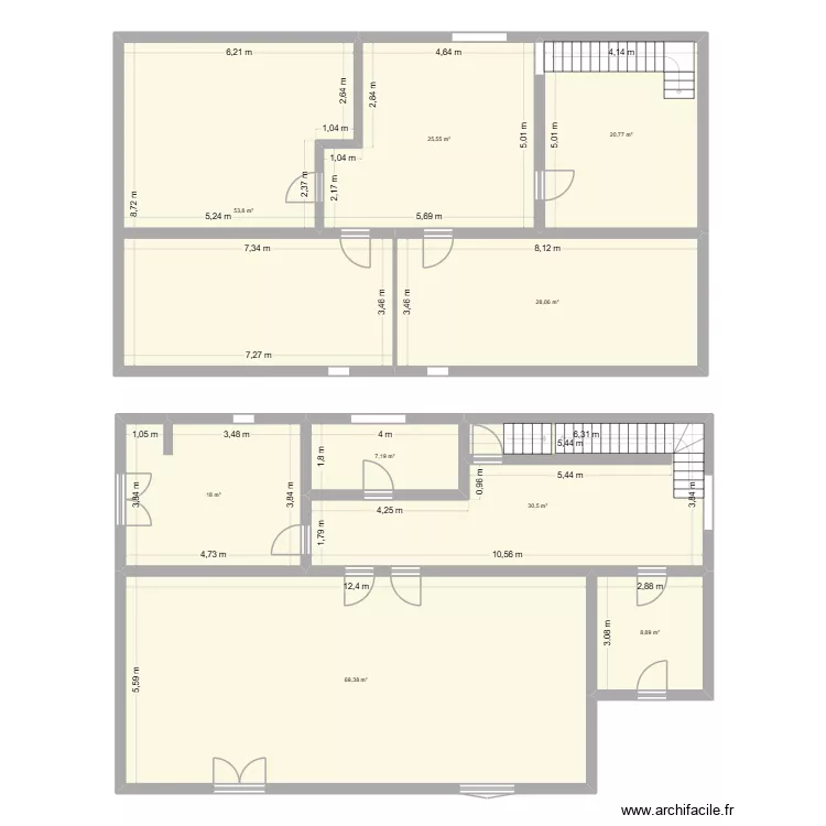 Maison. Plan de 9  et 262 m²