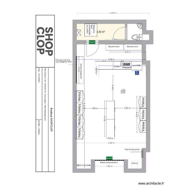Docks shopclop amenagement. Plan de 