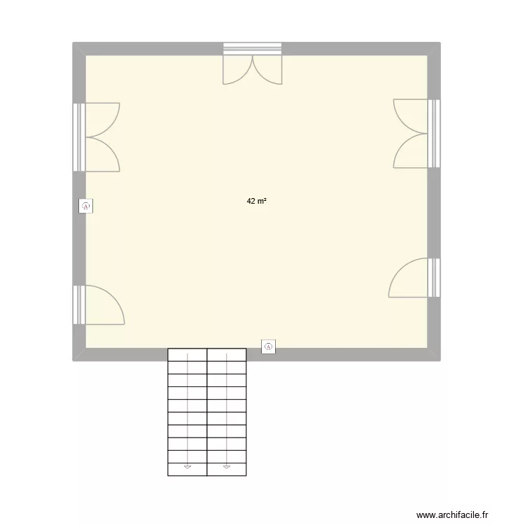 maison. Plan de 1  et 42 m²