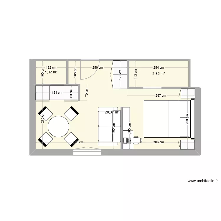 202606 - Projet RIOU - Studio parisien. Plan de 3  et 25 m²